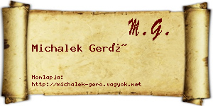 Michalek Gerő névjegykártya